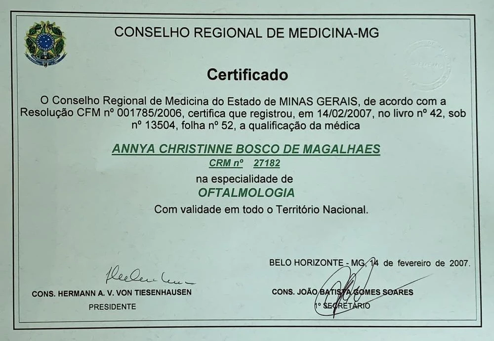 Certificado Registro CRM-MG